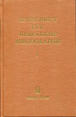 Zeitschrift für hebräische Bibliographie.