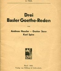 Drei Basler Goethe-Reden.