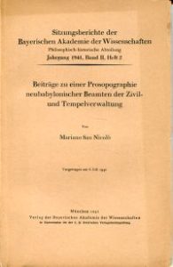 Beiträge zu einer Prosopographie neubabylonischer Beamten der Zivil- und Tempelverwaltung.
