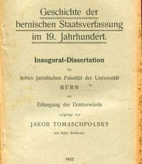Geschichte der bernischen Staatsverfassung im 19. Jahrhundert.