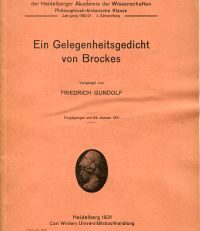 Ein Gelegenheitsgedicht von Brockes. Eingegangen am 24. Januar 1931.