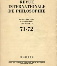 Revue Internationale de Philosophie; 19. Année 1965 Fascicule 1-2/71-72: Husserl