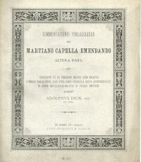 Commentationis philologicae de Martiano Capella emendando. Altera Pars.