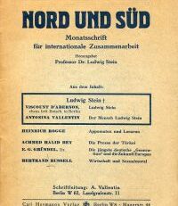 Nord und Süd, 53 Jahrgang, Heft 8 (August 1930). Monatszeitschrift für internationale Zusammenarbeit. Hrsg. v. Ludwig Stein.