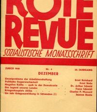 Rote Revue, 20. Jahrgang, Nr. 4 (Dezember 1940). Sozialistische Monatsschrift.