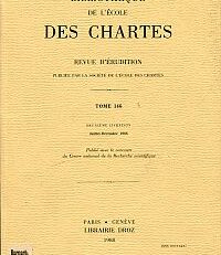 Bibliothèque de l'Ecole des Chartes, Tome 146, 2ième livraison (Juillet-Décembre 1988) revue d'érudition.