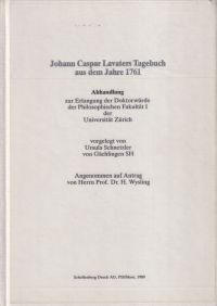 Johann Caspar Lavaters Tagebuch aus dem Jahre 1761.